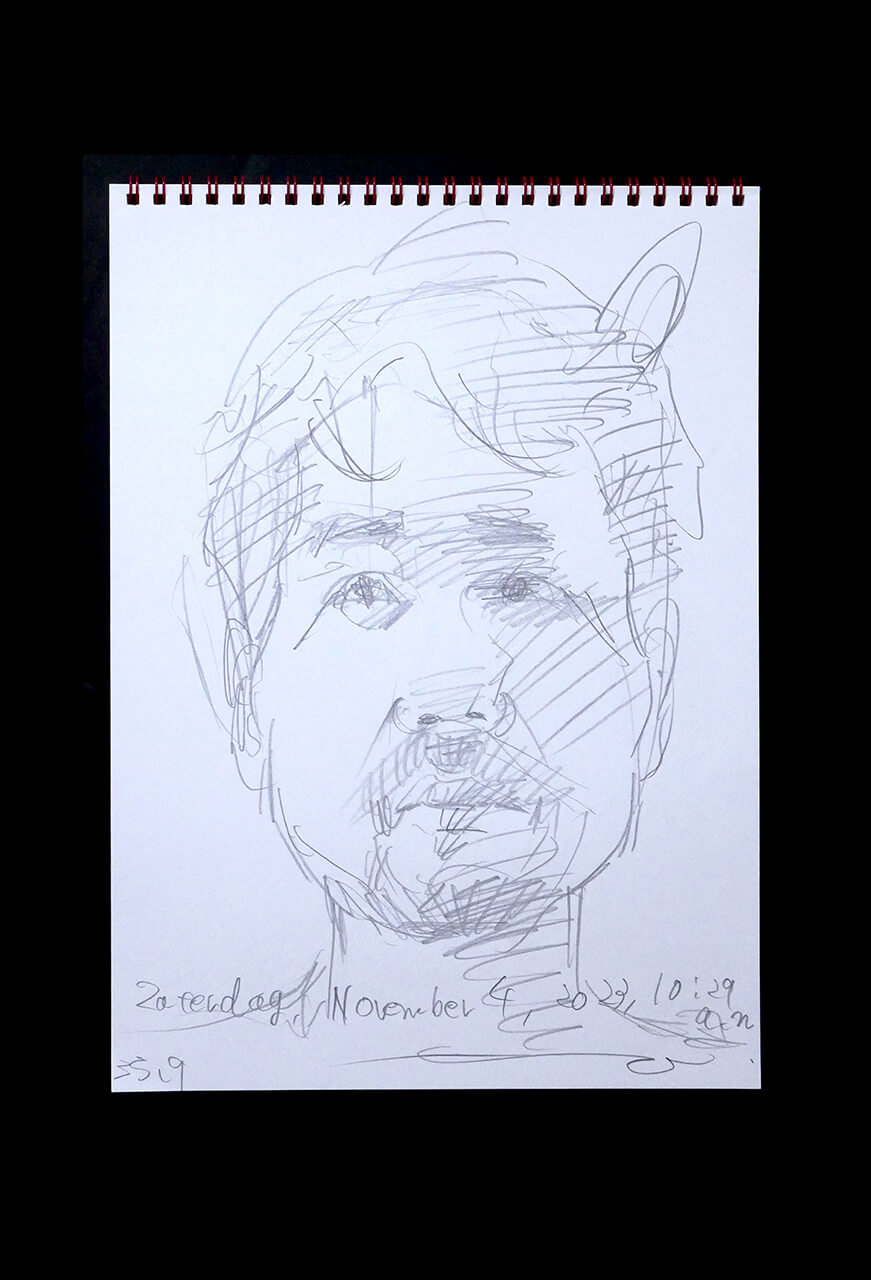 Contemporary artist SHINTAKU Tomoni's 2023/11/4 Self-portrait or pencil drawing