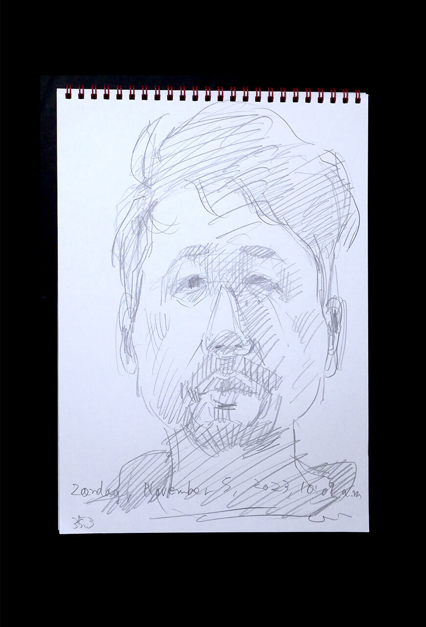 Contemporary artist SHINTAKU Tomoni's 2023/11/5 Self-portrait or pencil drawing