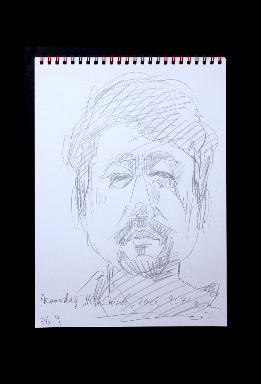 Contemporary artist SHINTAKU Tomoni's 2023/11/6 Self-portrait or pencil drawing