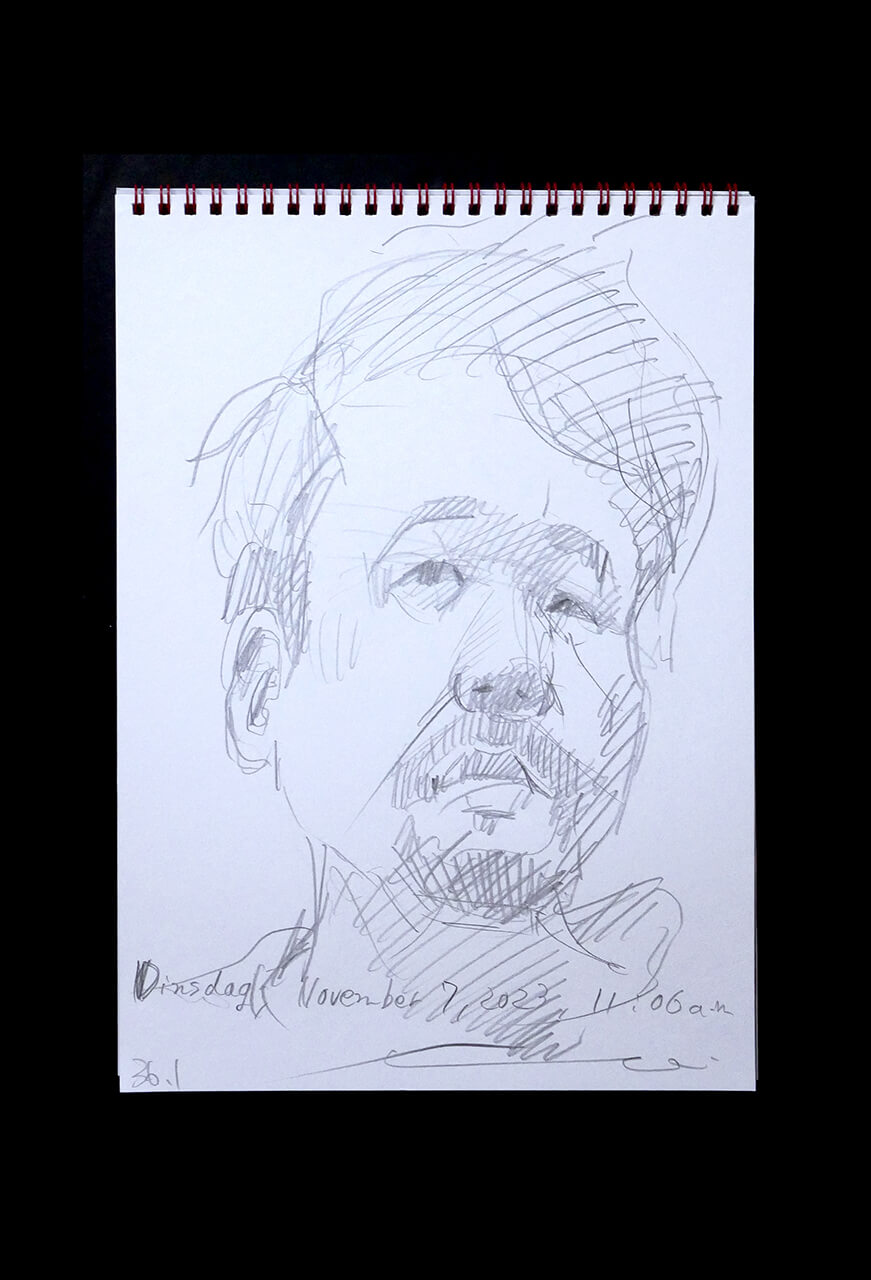Contemporary artist SHINTAKU Tomoni's 2023/11/7 Self-portrait or pencil drawing
