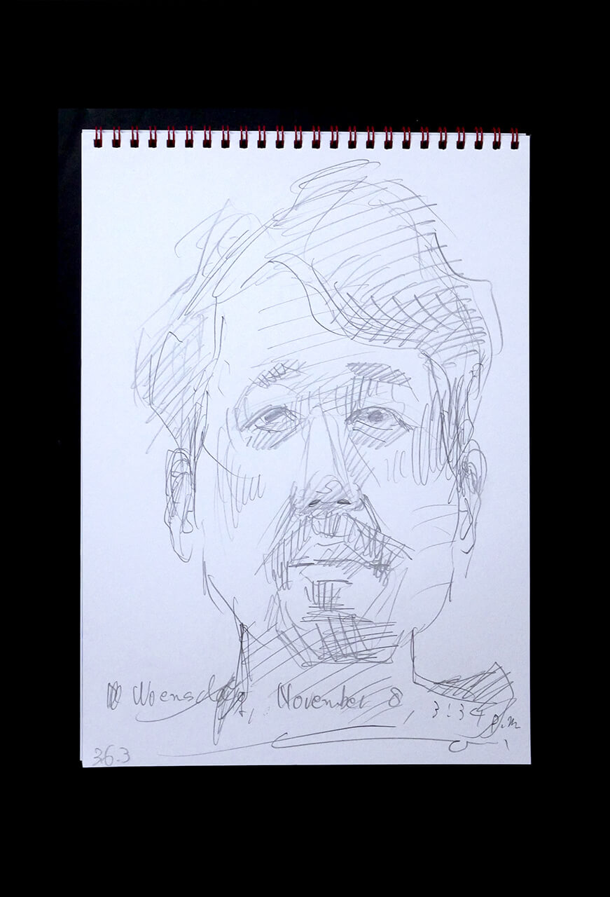 Contemporary artist SHINTAKU Tomoni's 2023/11/8 Self-portrait or pencil drawing