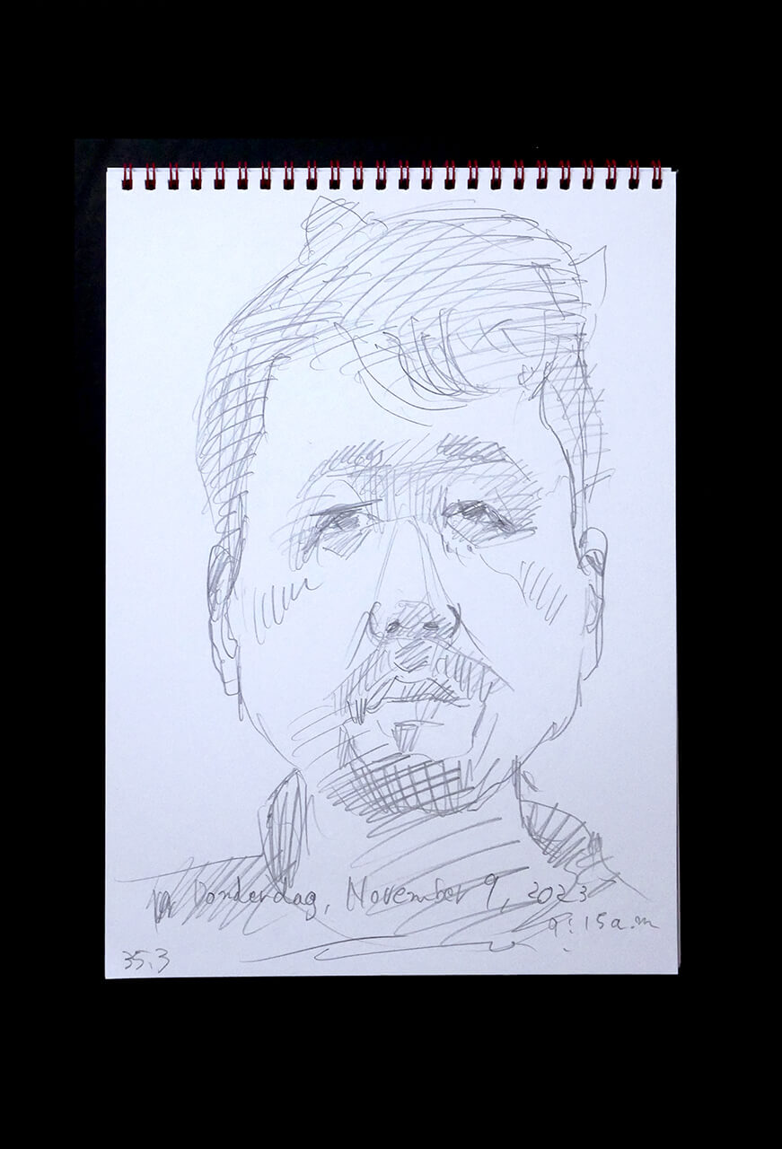 Contemporary artist SHINTAKU Tomoni's 2023/11/9 Self-portrait or pencil drawing