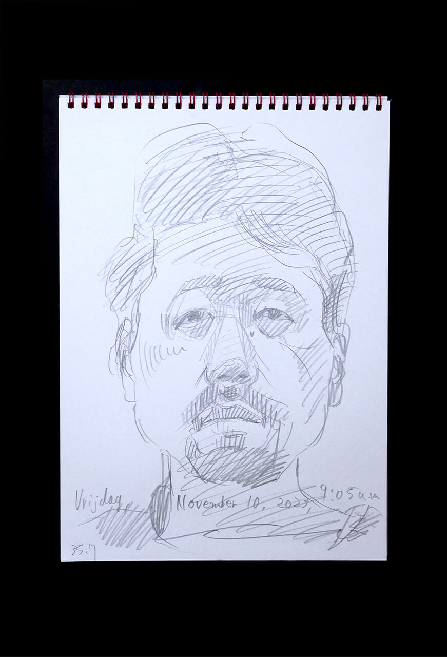 Contemporary artist SHINTAKU Tomoni's 2023/11/10 Self-portrait or pencil drawing