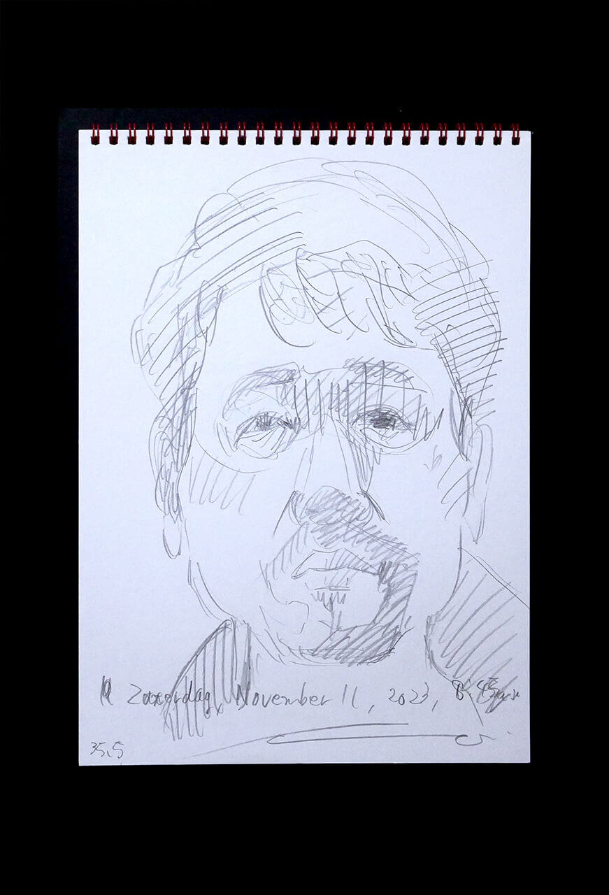Contemporary artist SHINTAKU Tomoni's 2023/11/11 Self-portrait or pencil drawing