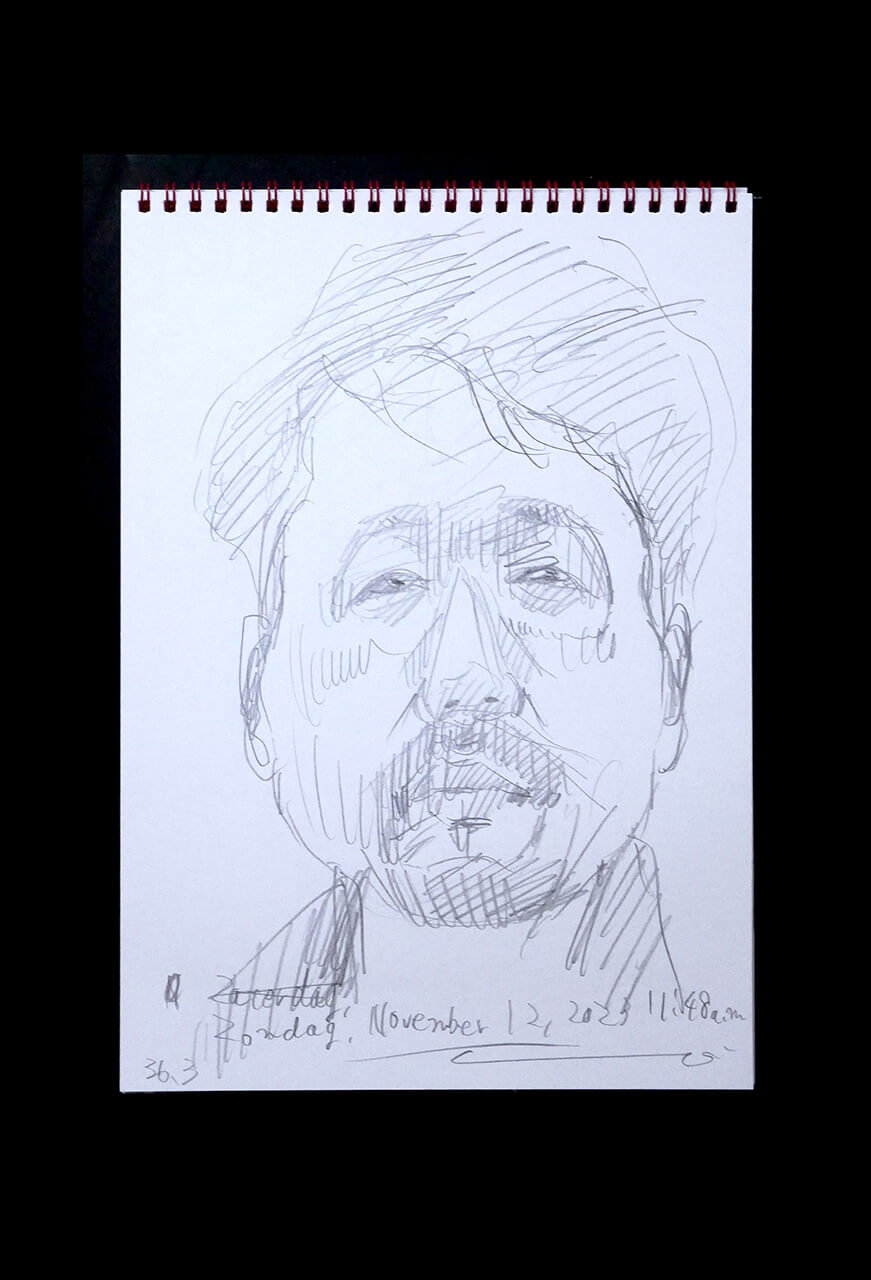 Contemporary artist SHINTAKU Tomoni's 2023/11/12 Self-portrait or pencil drawing