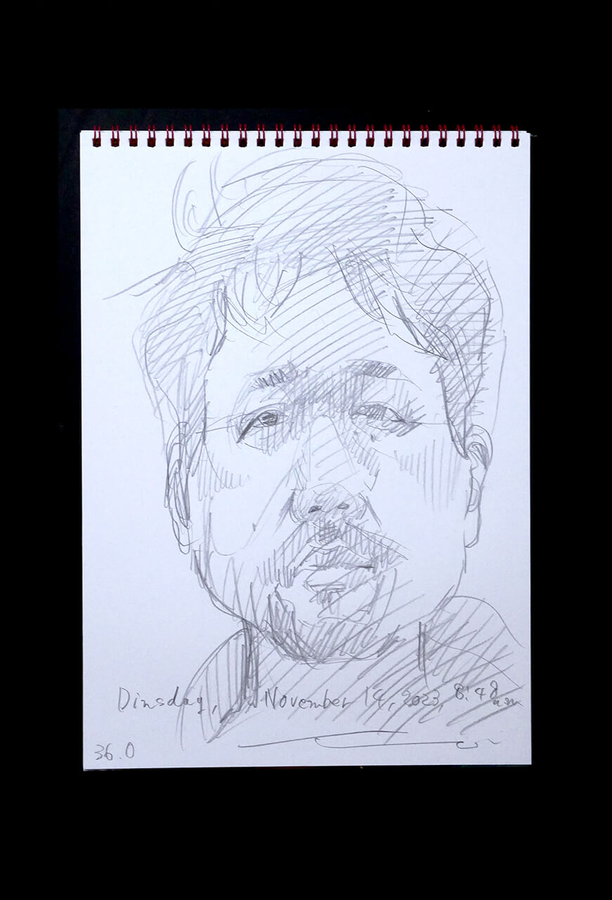 Contemporary artist SHINTAKU Tomoni's 2023/11/14 Self-portrait or pencil drawing