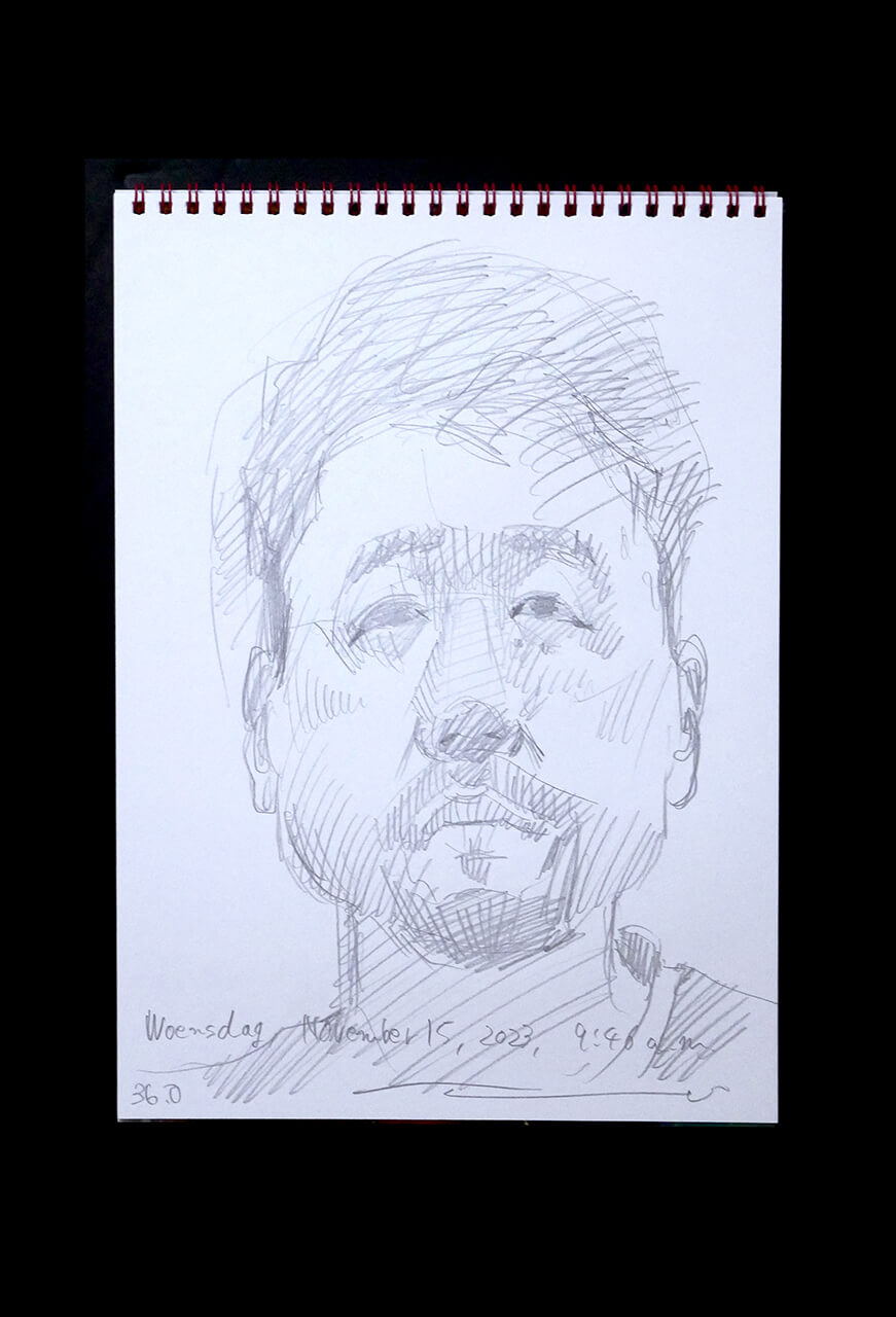 Contemporary artist SHINTAKU Tomoni's 2023/11/15 Self-portrait or pencil drawing