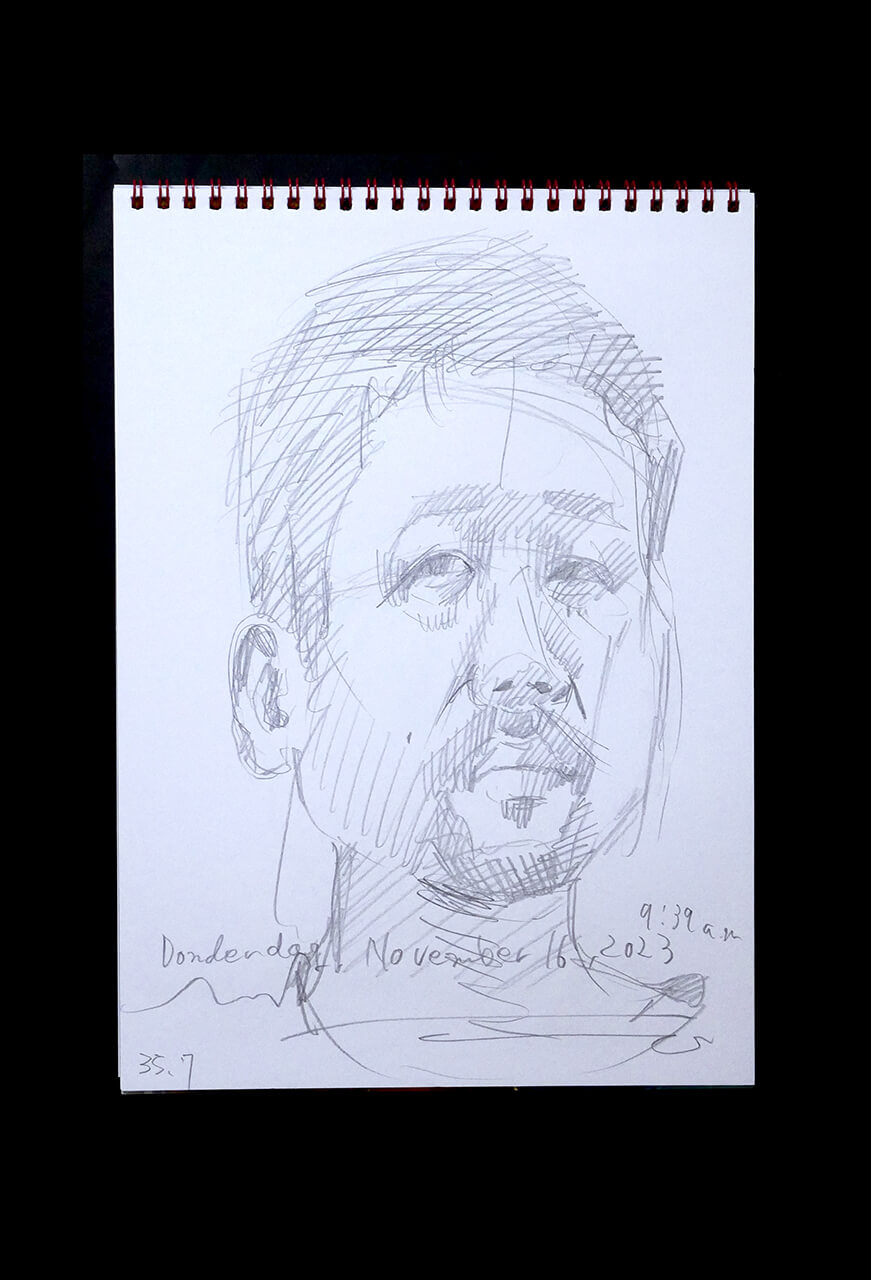 Contemporary artist SHINTAKU Tomoni's 2023/11/16 Self-portrait or pencil drawing