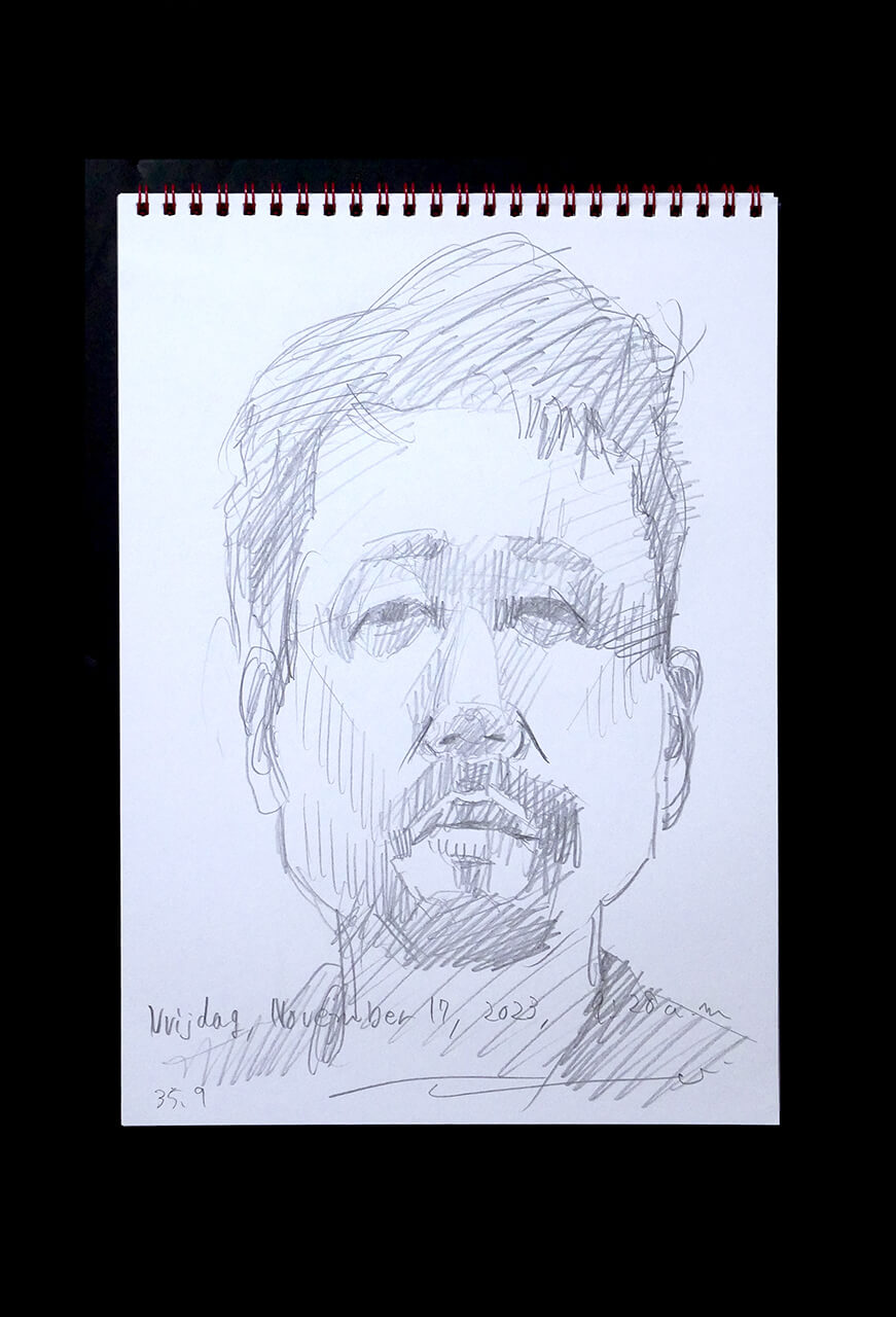Contemporary artist SHINTAKU Tomoni's 2023/11/17 Self-portrait or pencil drawing