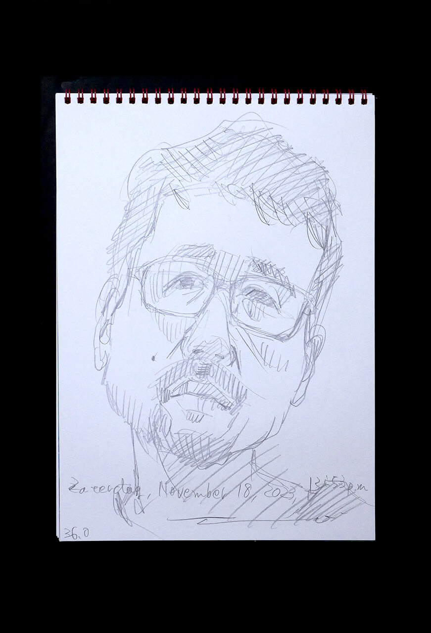 Contemporary artist SHINTAKU Tomoni's 2023/11/18 Self-portrait or pencil drawing