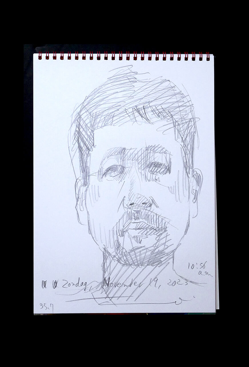 Contemporary artist SHINTAKU Tomoni's 2023/11/19 Self-portrait or pencil drawing