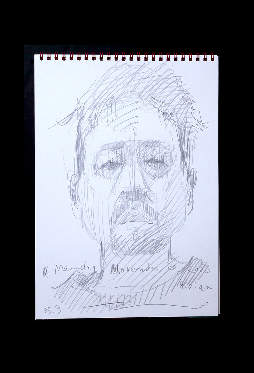 Contemporary artist SHINTAKU Tomoni's 2023/11/20 Self-portrait or pencil drawing