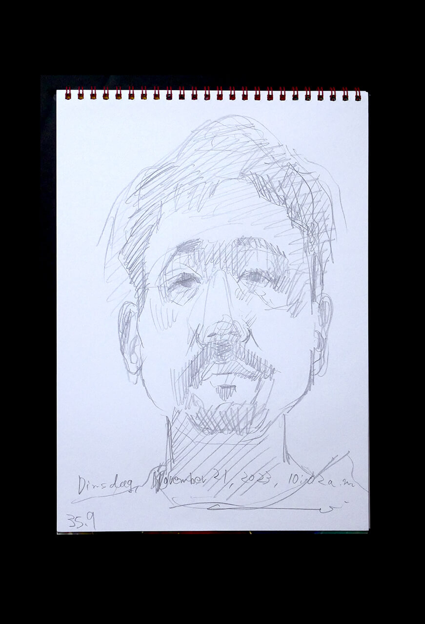 Contemporary artist SHINTAKU Tomoni's 2023/11/21 Self-portrait or pencil drawing