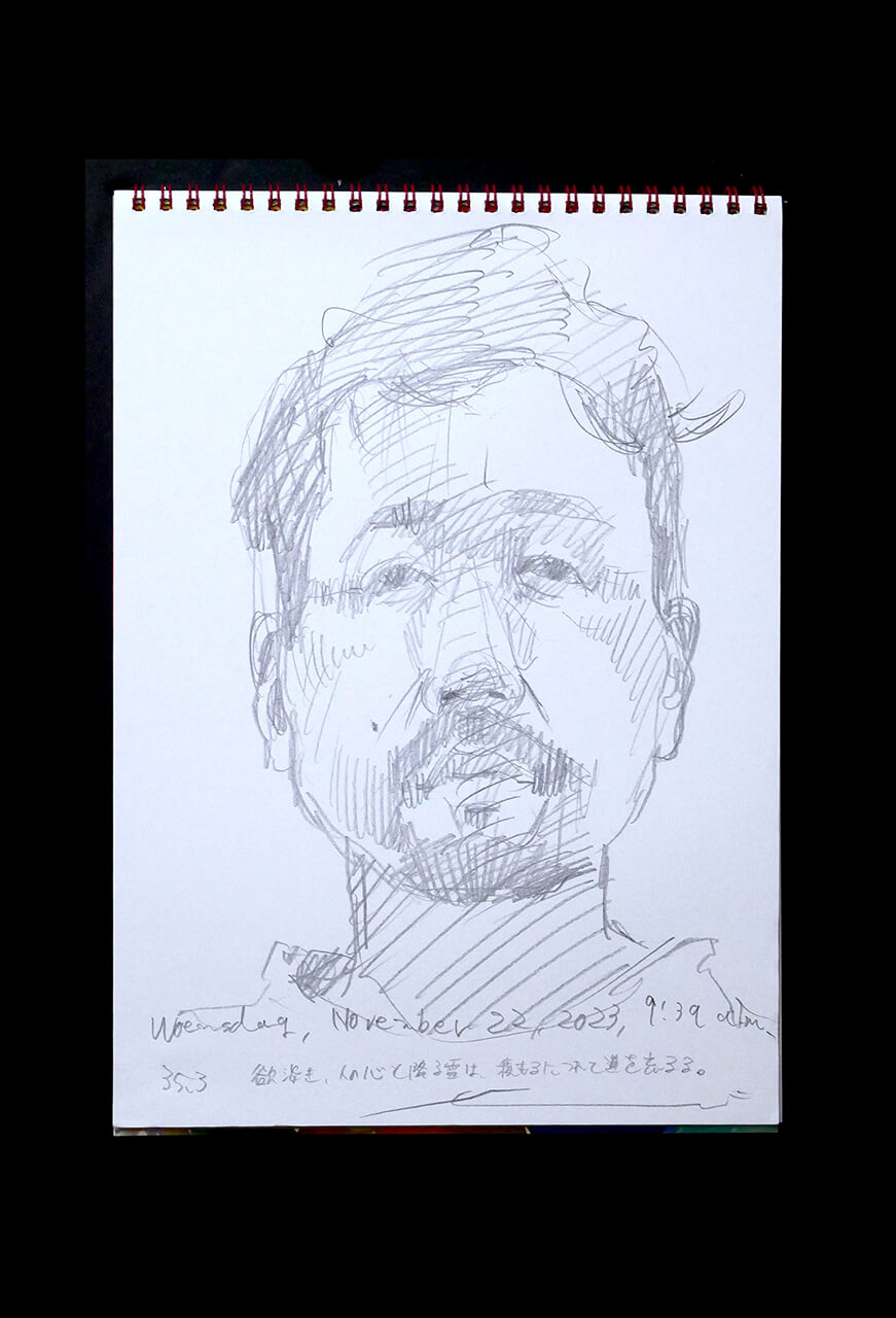 Contemporary artist SHINTAKU Tomoni's 2023/11/22 Self-portrait or pencil drawing
