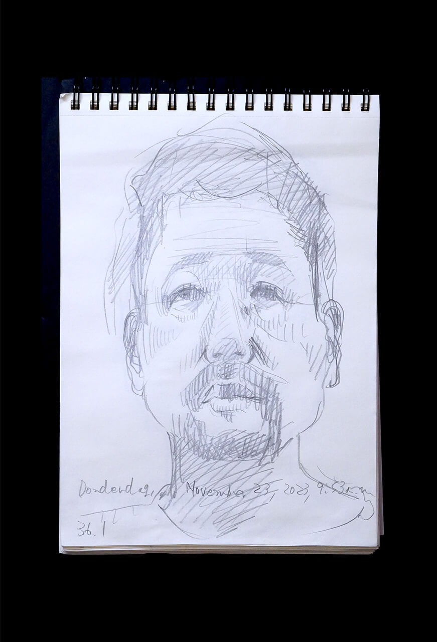 Contemporary artist SHINTAKU Tomoni's 2023/11/23 Self-portrait or pencil drawing