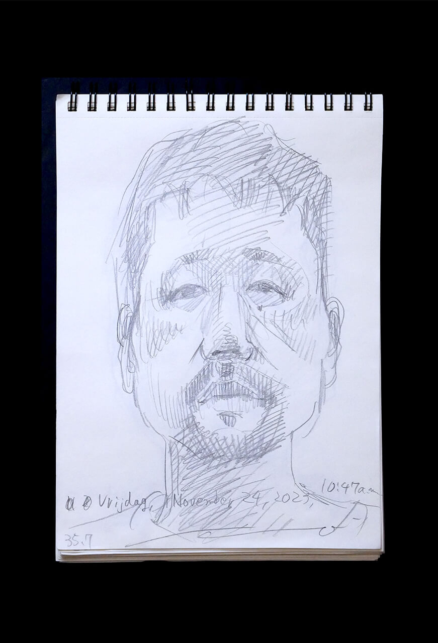 Contemporary artist SHINTAKU Tomoni's 2023/11/24 Self-portrait or pencil drawing