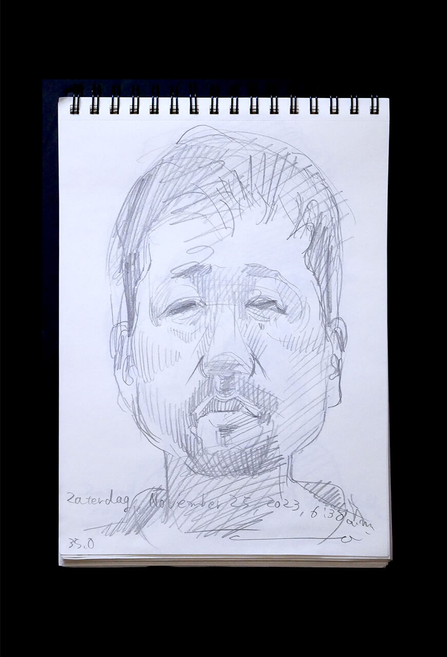 Contemporary artist SHINTAKU Tomoni's 2023/11/25 Self-portrait or pencil drawing