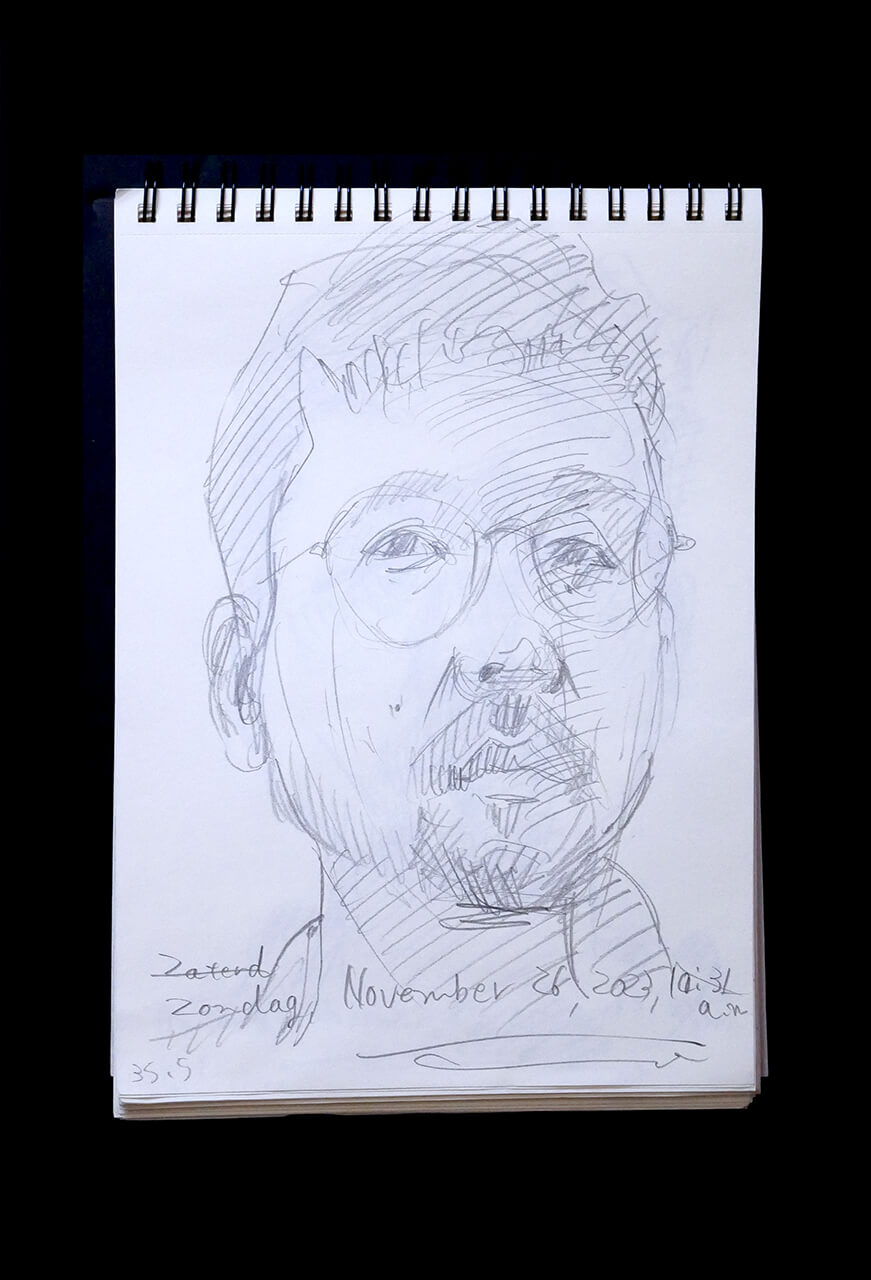 Contemporary artist SHINTAKU Tomoni's 2023/11/26 Self-portrait or pencil drawing
