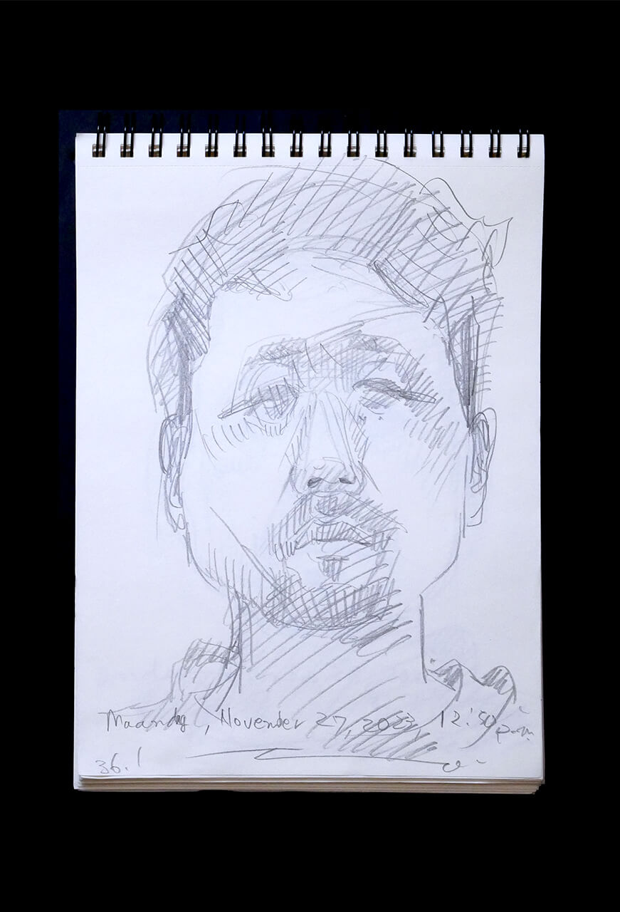 Contemporary artist SHINTAKU Tomoni's 2023/11/27 Self-portrait or pencil drawing