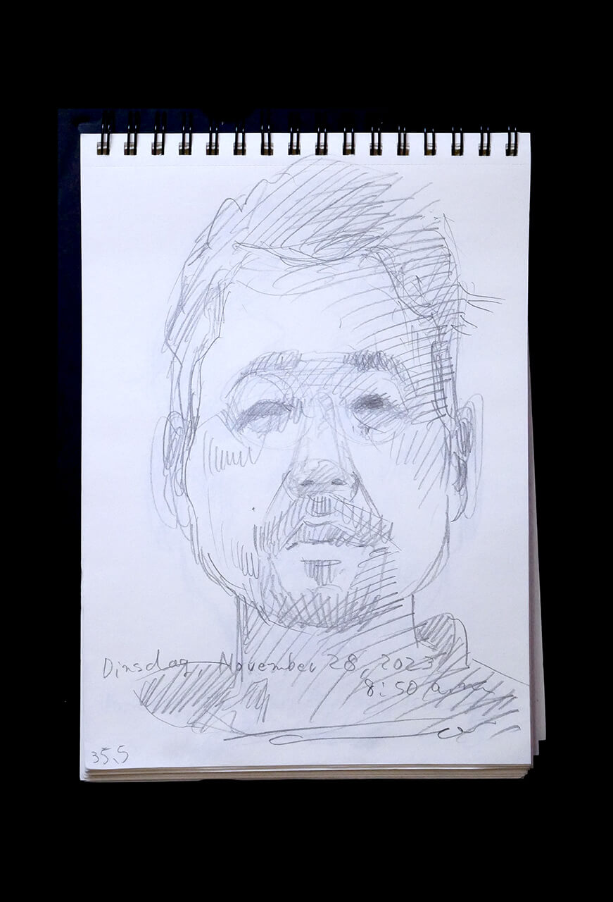 Contemporary artist SHINTAKU Tomoni's 2023/11/28 Self-portrait or pencil drawing
