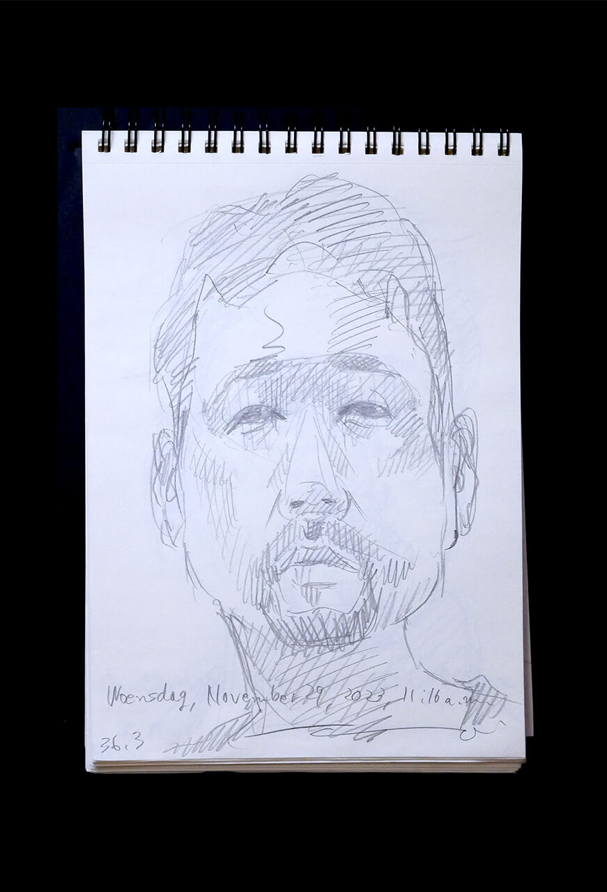 Contemporary artist SHINTAKU Tomoni's 2023/11/29 Self-portrait or pencil drawing