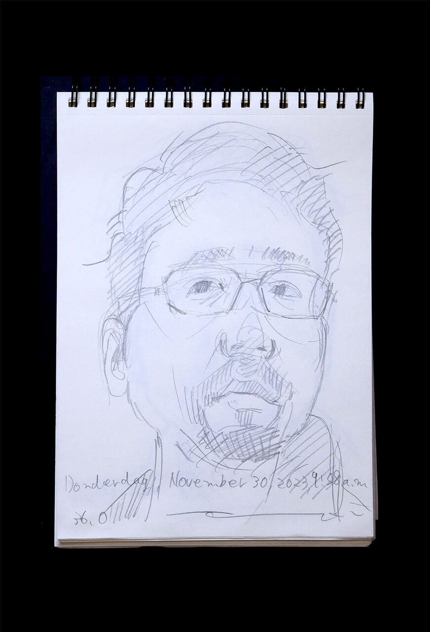 Contemporary artist SHINTAKU Tomoni's 2023/11/30 Self-portrait or pencil drawing