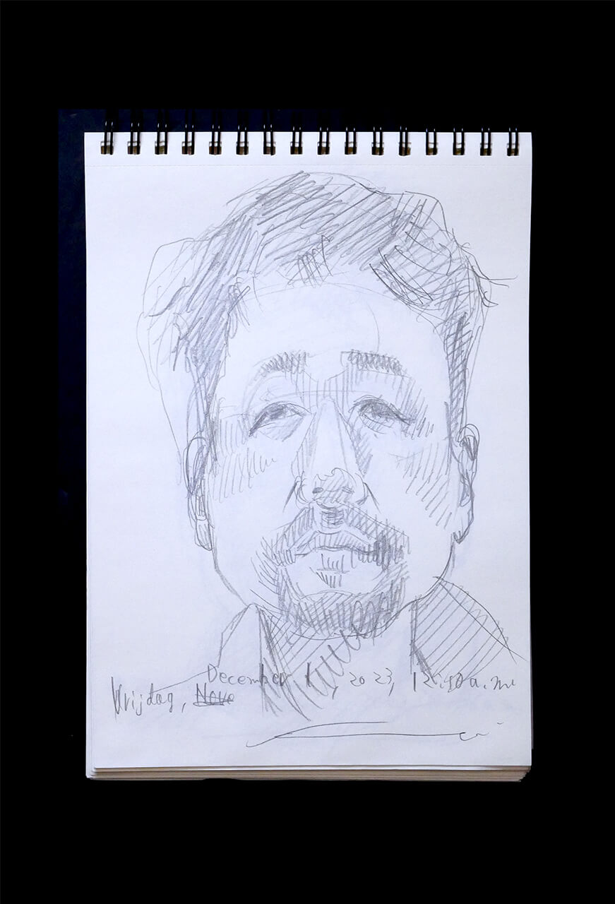 Contemporary artist SHINTAKU Tomoni's 2023/12/1 Self-portrait or pencil drawing