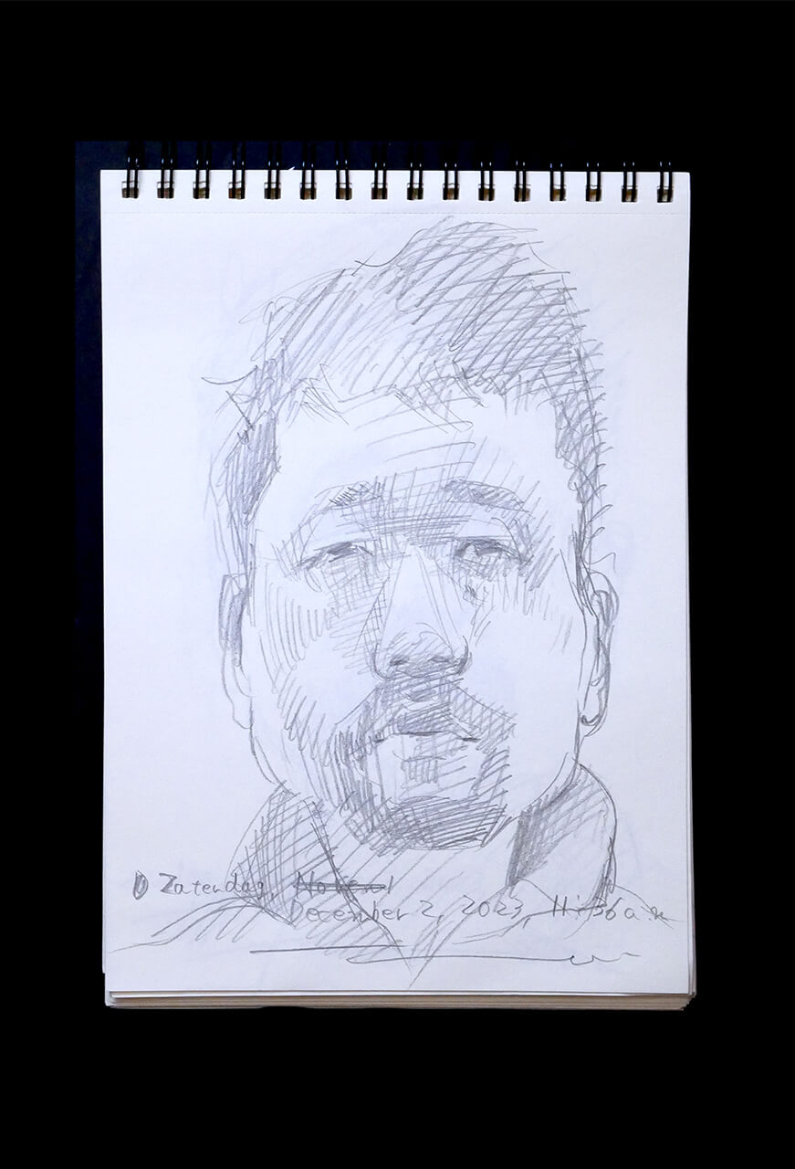 Contemporary artist SHINTAKU Tomoni's 2023/12/2 Self-portrait or pencil drawing
