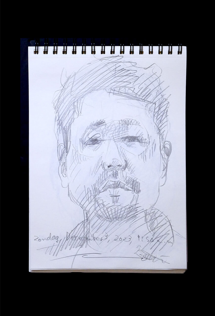 Contemporary artist SHINTAKU Tomoni's 2023/12/3 Self-portrait or pencil drawing