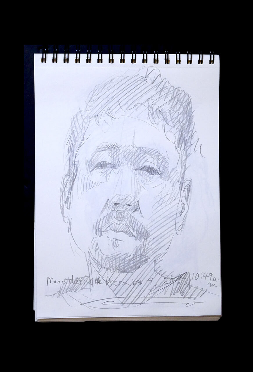 Contemporary artist SHINTAKU Tomoni's 2023/12/4 Self-portrait or pencil drawing