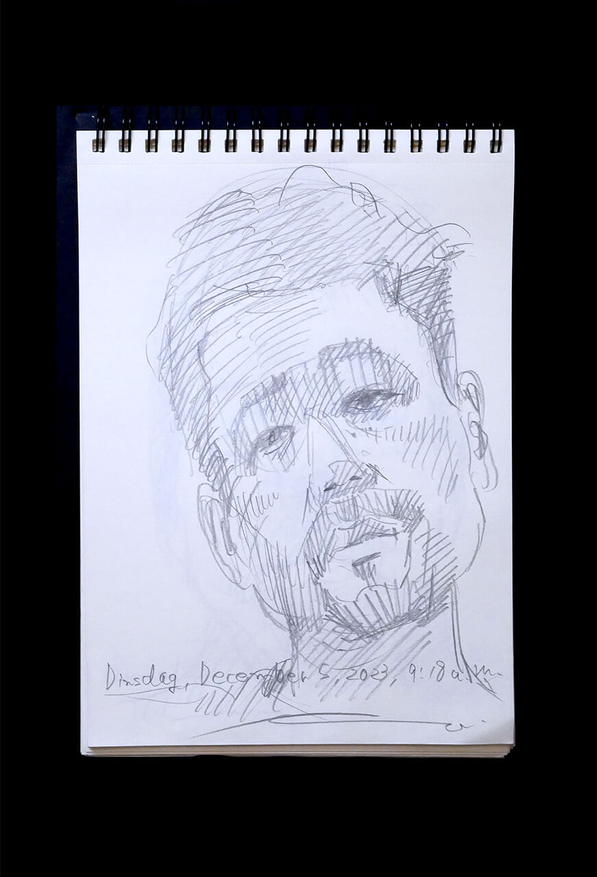 Contemporary artist SHINTAKU Tomoni's 2023/12/5 Self-portrait or pencil drawing