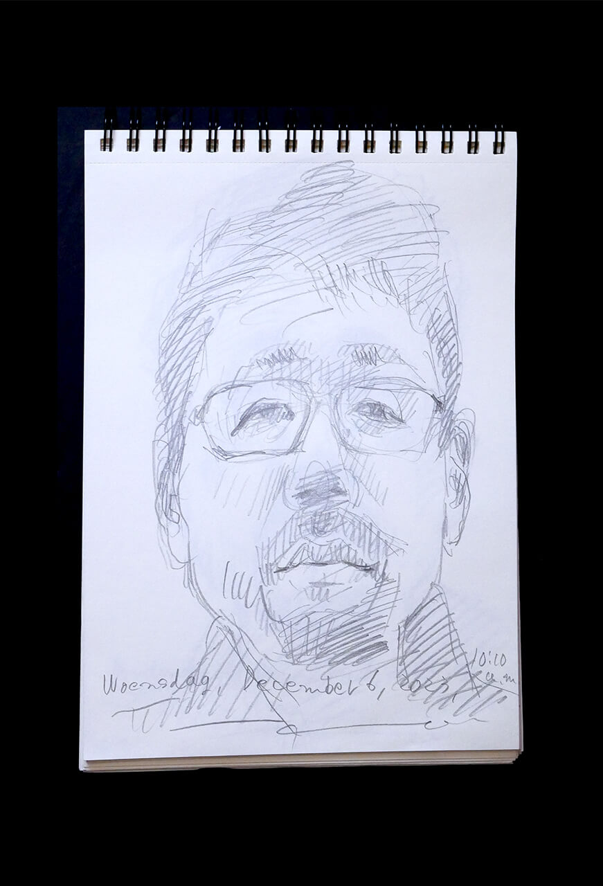 Contemporary artist SHINTAKU Tomoni's 2023/12/6 Self-portrait or pencil drawing