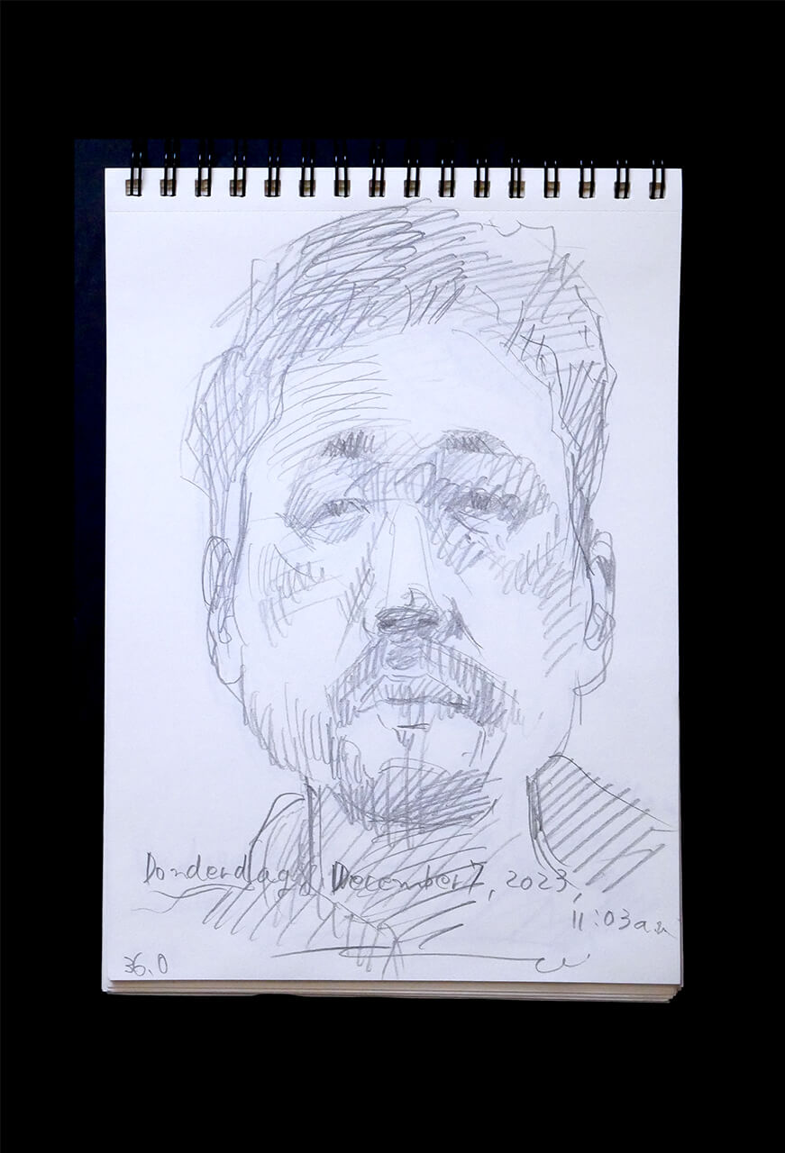 Contemporary artist SHINTAKU Tomoni's 2023/12/7 Self-portrait or pencil drawing