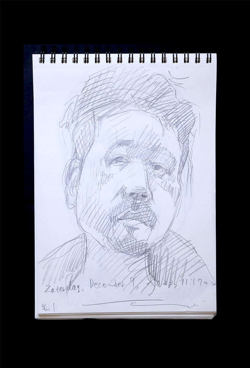 Contemporary artist SHINTAKU Tomoni's 2023/12/9 Self-portrait or pencil drawing