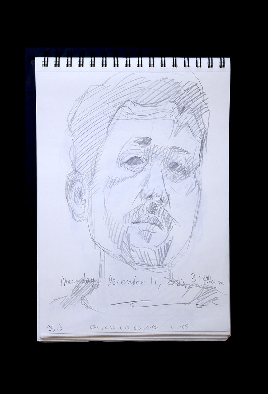 Contemporary artist SHINTAKU Tomoni's 2023/12/11 Self-portrait or pencil drawing
