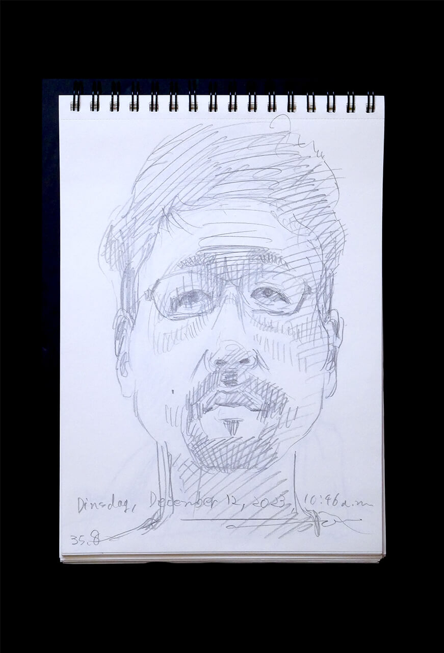 Contemporary artist SHINTAKU Tomoni's 2023/12/12 Self-portrait or pencil drawing