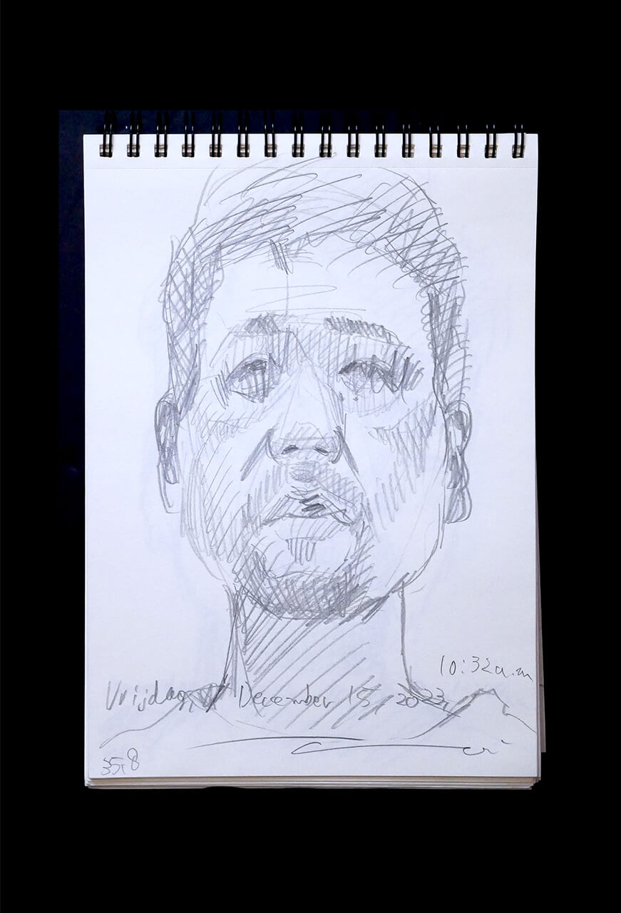 Contemporary artist SHINTAKU Tomoni's 2023/12/15 Self-portrait or pencil drawing
