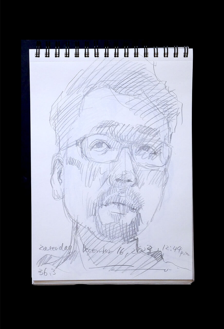 Contemporary artist SHINTAKU Tomoni's 2023/12/16 Self-portrait or pencil drawing