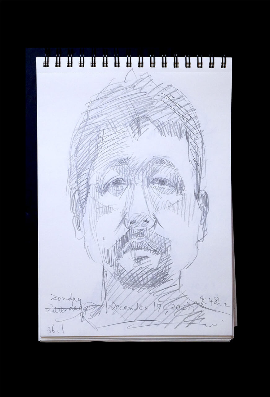 Contemporary artist SHINTAKU Tomoni's 2023/12/17 Self-portrait or pencil drawing