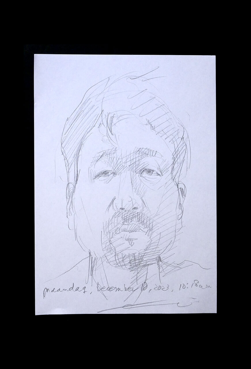 Contemporary artist SHINTAKU Tomoni's 2023/12/18 Self-portrait or pencil drawing