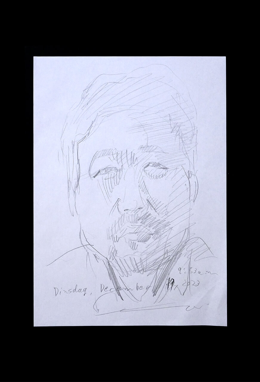 Contemporary artist SHINTAKU Tomoni's 2023/12/19 Self-portrait or pencil drawing