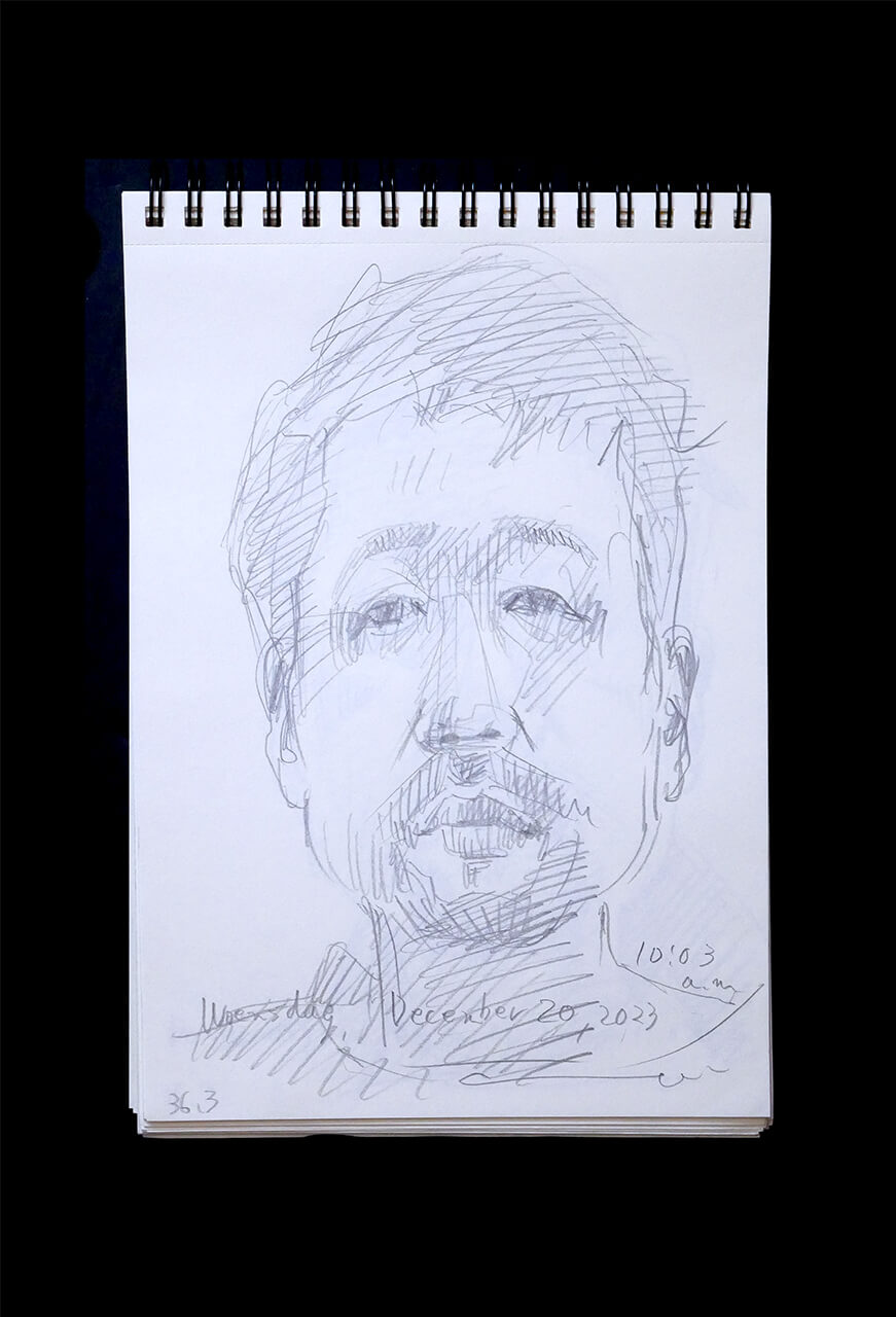 Contemporary artist SHINTAKU Tomoni's 2023/12/20 Self-portrait or pencil drawing