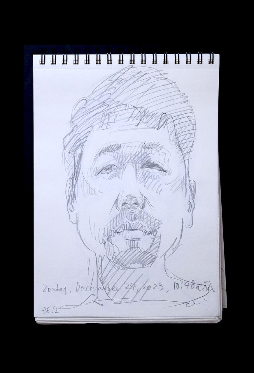 Contemporary artist SHINTAKU Tomoni's 2023/12/24 Self-portrait or pencil drawing
