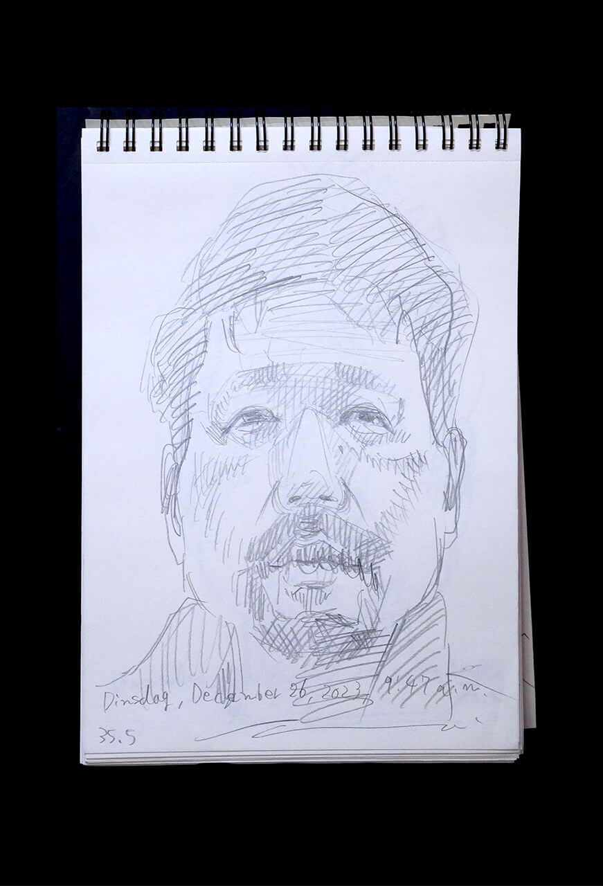Contemporary artist SHINTAKU Tomoni's 2023/12/26 Self-portrait or pencil drawing