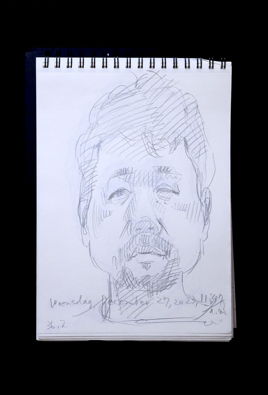 Contemporary artist SHINTAKU Tomoni's 2023/12/27 Self-portrait or pencil drawing