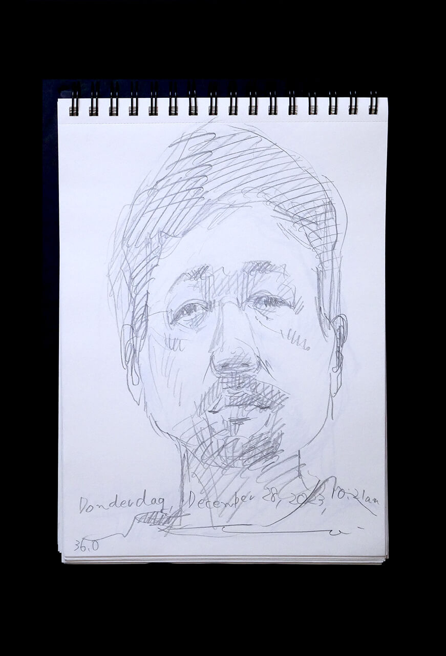 Contemporary artist SHINTAKU Tomoni's 2023/12/28 Self-portrait or pencil drawing