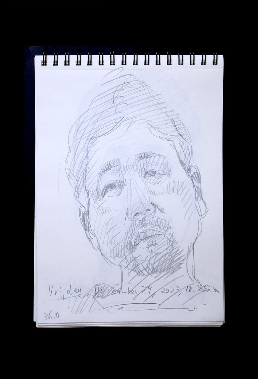 Contemporary artist SHINTAKU Tomoni's 2023/12/29 Self-portrait or pencil drawing