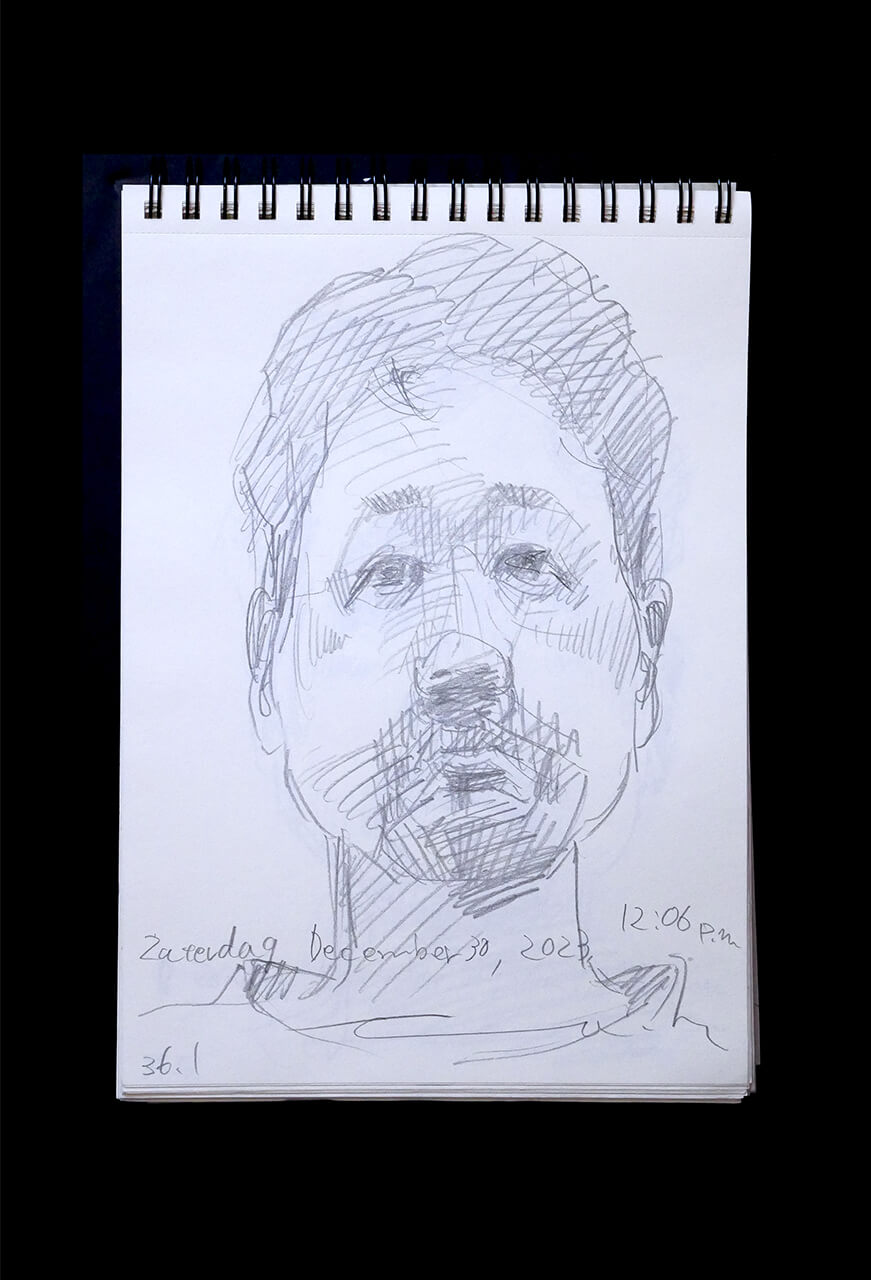 Contemporary artist SHINTAKU Tomoni's 2023/12/30 Self-portrait or pencil drawing