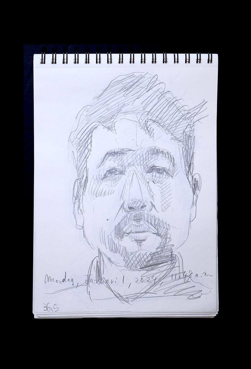 Contemporary artist SHINTAKU Tomoni's 2024/1/1 Self-portrait or pencil drawing