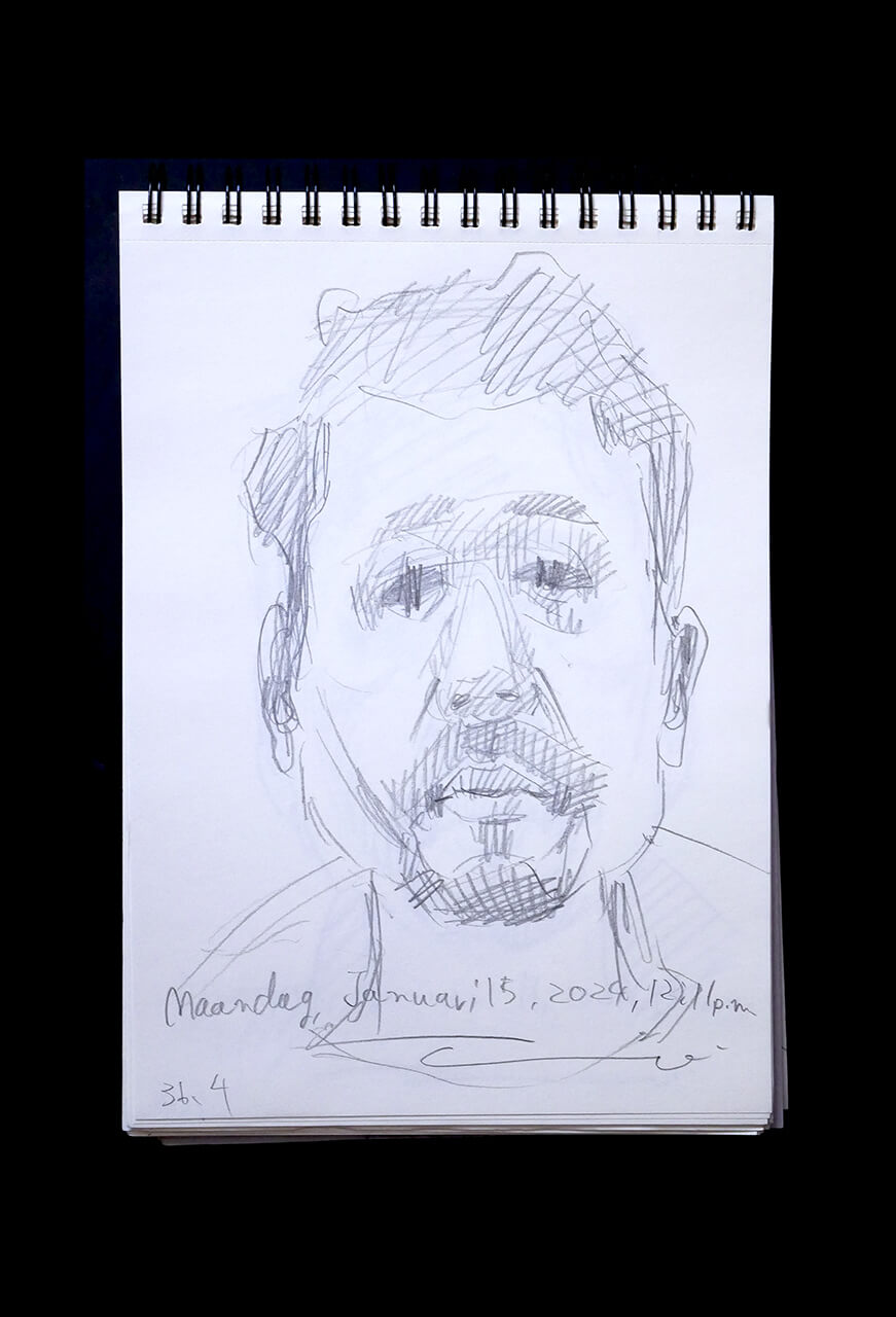 Contemporary artist SHINTAKU Tomoni's 2024/1/15 Self-portrait or pencil drawing